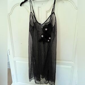 Intimissimi Black Sheer Chemise with Floral Detail